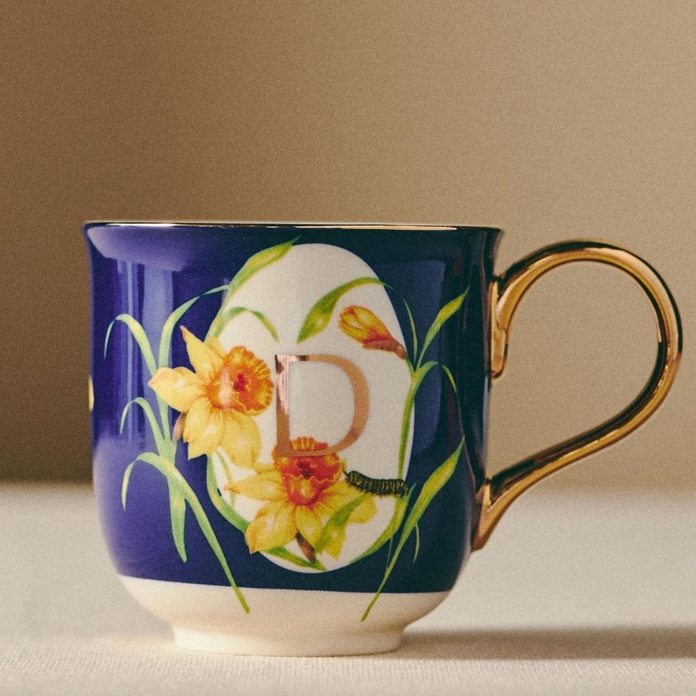 NWT  Anthropologie Lou Rota Nature Monogram Mug Letter D